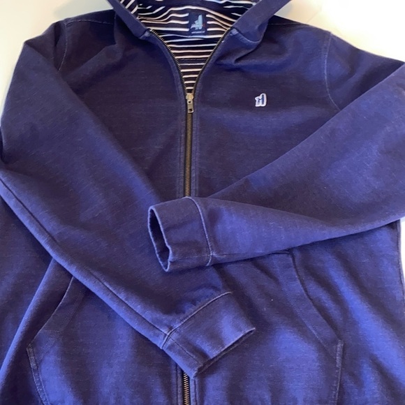 Johnnie-O full zip hooded jacket navy with stripes  size XLarge? - Picture 1 of 11
